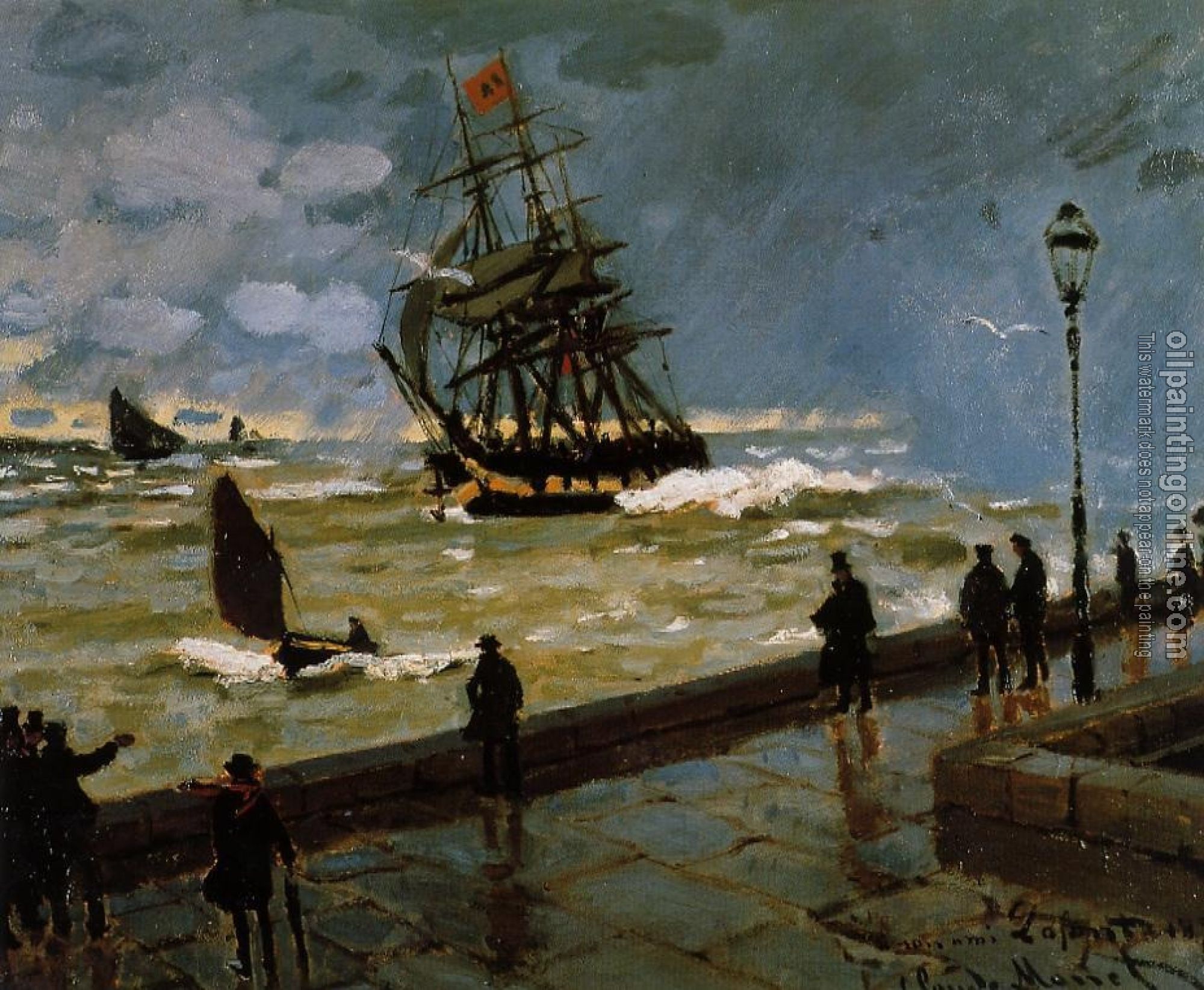 Monet, Claude Oscar - The Jetty at Le Havre in Rough Westher